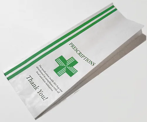 Miniatura 2 de Green Health Cross - Bolsas para recetas dispensarias (10 x 3 x 1.5), bolsa de papel con fuelle para farmacia, embalaje de medicamentos