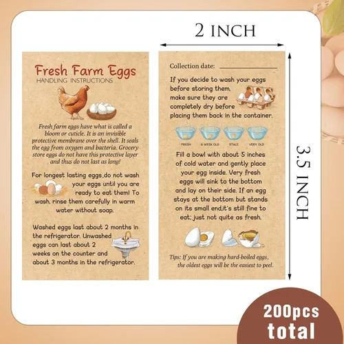 Miniatura 2 de Kisston 200 Piezas Tarjetas de Instrucciones de Manejo de Huevos Frescos de Granja 2 x 3.5'' Sello de Cartón de Huevos de Navidad Tarjetas