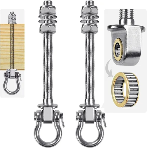 Miniatura 14 de SELEWARE Perchas de columpio resistentes con rodamientos, paquete de 6 – Accesorios de columpio de acero inoxidable para patio y parque infantil