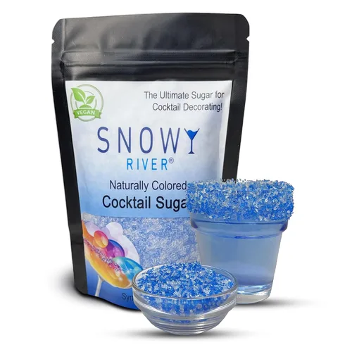 Miniatura 24 de Snowy River Azúcar de cóctel azul real, certificado Kosher de color natural azul real (8 onzas, cristal mediano)