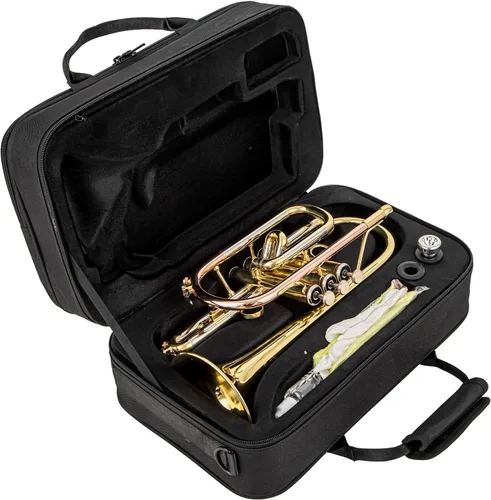 Miniatura 3 de Corneta Bb ACR 8330 para principiantes y jugadores intermedios, válvulas de acero inoxidable, calibre ML, tubo principal de latón dorado de 120 mm