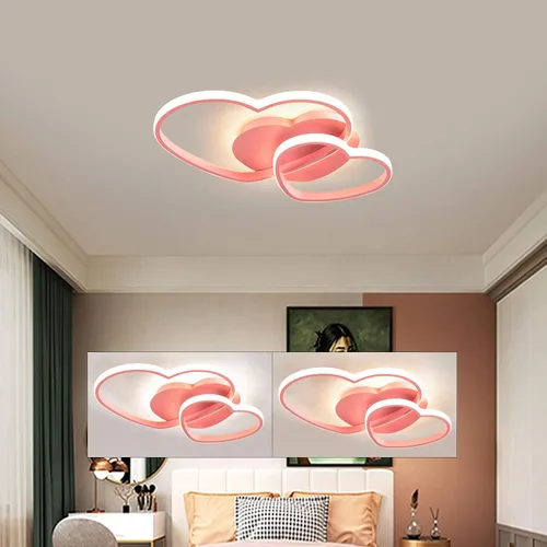 Miniatura 2 de YIYIBYUS Morden - Lámpara LED de techo con forma de corazón para dormitorio, lámpara acrílica con control remoto, lámpara de techo de dibujos