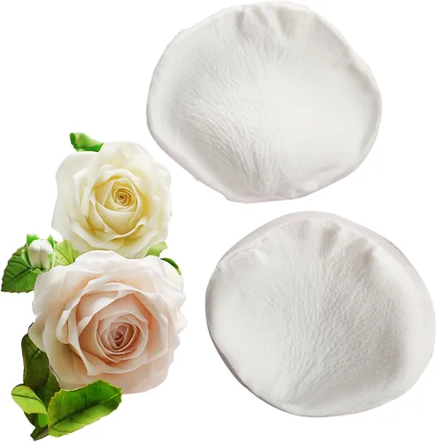 Miniatura 9 de KALAIEN Molde de pasta de goma de pétalo de hoja de pétalos de azúcar, herramientas de artesanía de rosa, vetas dobles Rose Petal