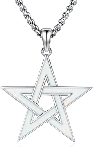 Miniatura 17 de Eusense Collar de ópalo para mujeres y hombres, joyería de ópalo azul y blanco de plata de ley 925 con dije de ópalo auténtico, regalo