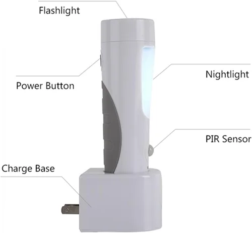 Miniatura 2 de Luz nocturna de pared con sensor de movimiento 4 en 1, luz LED de falla de energía, linternas de emergencia, linterna recargable, luz de corte