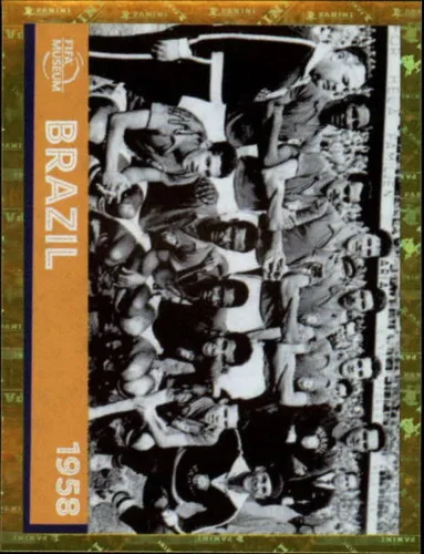 2022 Panini World Cup Qatar Stickers Soccer #FWC21 Brazil 1958 FIFA Museum Officially Licensed Sticker Single Card (small, paper thin 49x69 mm)