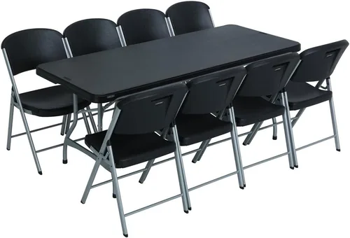 Miniatura 3 de Lifetime 4 mesas anidadas de 6 pies con 24 sillas plegables - Negro