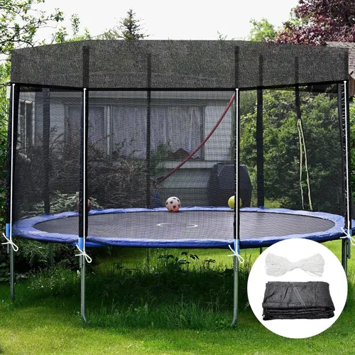 Miniatura 6 de Windyun Cubierta redonda para cama elástica de 6 agujeros, color negro, cubierta superior para tienda de campaña de 8 pies, 10 pies, 12 pies