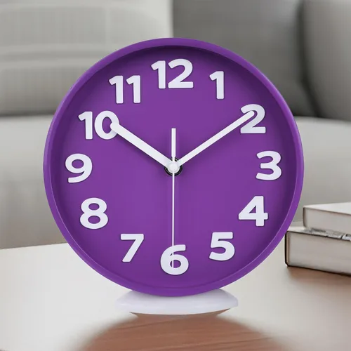 Miniatura 17 de JENLYSTIME Reloj moderno de 12 pulgadas para interiores y exteriores, esfera redonda brillante y colorida, reloj de pared silencioso de cuarzo que
