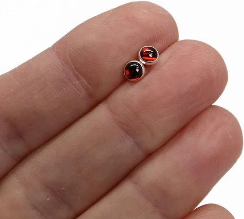Miniatura 54 de Aretes de tuerca con piedras preciosas para mujeres y niñas, bisel redondo de 0.157 in de plata esterlina 925