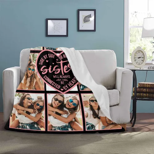 Miniatura 4 de Regalos para hermanas de hermana manta con collage de fotos, mantas de fotos personalizadas para hermanas, mejores amigas, mujeres, manta de amistad