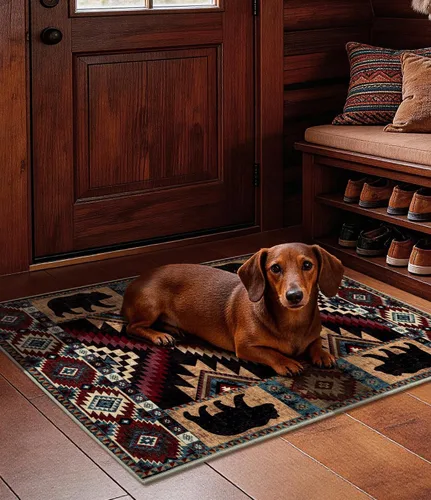 Miniatura 5 de YIHOUSE Alfombra de entrada occidental de 2 x 3 pies, alfombra rústica lavable, antideslizante, ultrafina para cocina, vestíbulo, lavandería