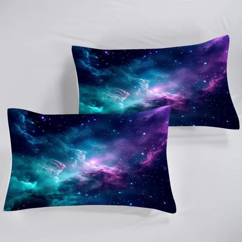 Miniatura 7 de Juego de edredón de galaxia azul, tamaño individual, ropa de cama espacial para niños, niñas, adolescentes, decoración de dormitorio, luna, nube