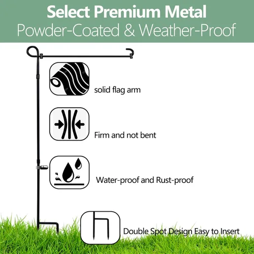 Miniatura 5 de Paquete de 3 soportes para bandera de jardín, revestimiento de polvo de alta calidad, resistente a la intemperie, soporte de bandera de metal