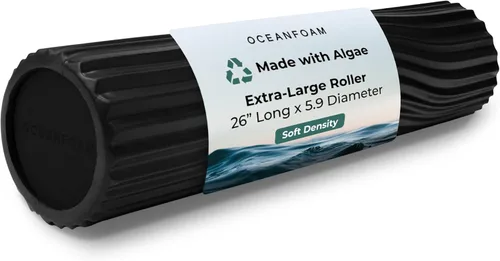 Oceanfoam Rodillo de tsunami (negro) - Extra grande, 26 x 5.9 pulgadas - Rodillo de espuma suave y texturizado para terapia física, dolor de