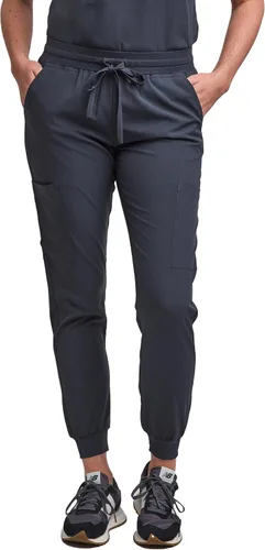 Miniatura 4 de Green Town Conjunto de ropa quirúrgica para mujer, pantalón deportivo y parte superior con cuello en V, 5 bolsillos, cintura de yoga, uniforme