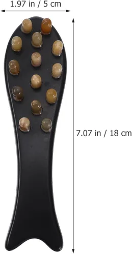 Miniatura 8 de Healifty Masajeador de cabeza de peine de cuerno de buey, herramienta de masaje Guasha, terapia de peine de pelo, tratamiento de punto de activación