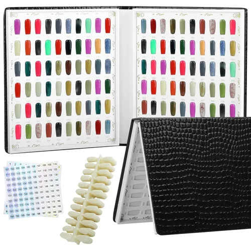 Libro de 120 muestras de colores de uñas, muestras de uñas de plástico, tarjeta de color de gel de uñas con 240 piezas de colores naturales de
