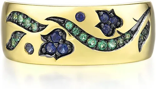 Miniatura 2 de Santuzza Anillo de plata de ley 925 con patrón de piedras preciosas para mujer