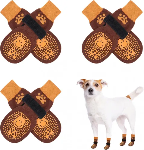Miniatura 10 de SCENEREAL 6 piezas de calcetines antideslizantes para perros para prevenir lamido de patas para pavimento caliente/frío, calcetines de agarre