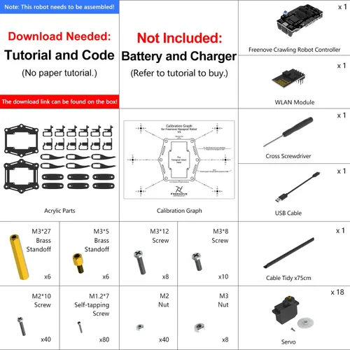 Miniatura 2 de Freenove Kit de robot hexápodo (compatible con Arduino IDE), torsión de arrastre para caminar, control remoto de aplicaciones, proyecto servo STEM