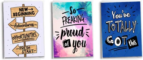 Paquete de 3 tarjetas de PC | Tarjeta de felicitación de nuevo comienzo | Tarjeta So Proud of You | You've Totally Got This Card!