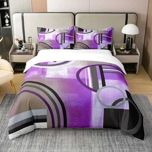 Miniatura 31 de Erosebridal Juego de ropa de cama de 100 % algodón a cuadros para niños y niñas, funda de edredón a cuadros, funda de edredón moderna geométrica