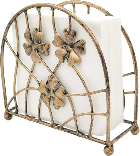 Miniatura 2 de Servilletero de mesa, diseño de pétalos y ramas florales de bronce antiguo, dispensador de pañuelos independiente