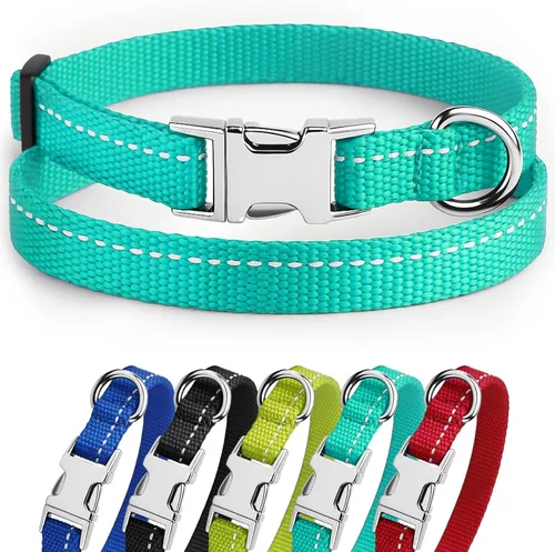 Miniatura 35 de CollarDirect Collar reflectante para perro o cachorro pequeño, mediano y grande con hebilla de liberación rápida, para machos y hembras, nailon Rojo