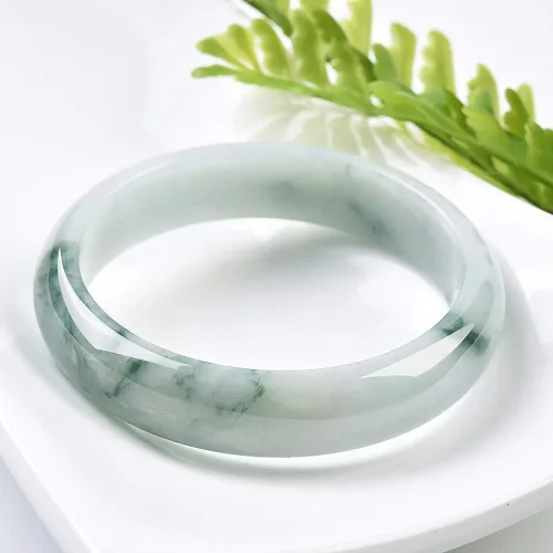Miniatura 3 de HSUMING Pulsera de jade chino con flores flotantes verdes de piedra natural para mujer, A0001