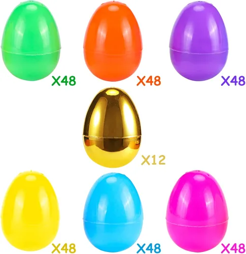 Miniatura 5 de 288 huevos de Pascua – 2.36 pulgadas de colores brillantes huevos de Pascua de plástico vacíos incluyen 18 huevos dorados perfectos para la caza