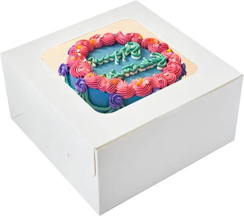 Miniatura 4 de Zzrywuty Caja blanca para pasteles de 10 x 10 x 5 pulgadas con tablas para pasteles (60 unidades, 30 cajas y 30 tableros), cajas de panadería con 30