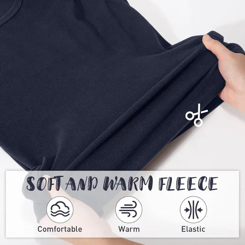 Miniatura 2 de 3 piezas de camisetas térmicas sin mangas para mujer, ropa interior de forro polar, suave, sin mangas, chaleco de capa base cálida