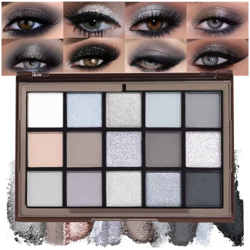 Miniatura 19 de SUAKE Paleta de sombras de ojos rosa nude, mate y brillante, alta pigmentación, 12 colores marrón y morado para maquillaje de ojos, paleta de 01#