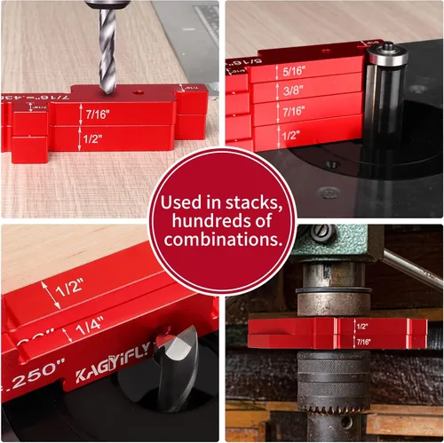 Miniatura 4 de Barras de configuración de mesa de enrutador, juego de 7 bloques de configuración de aluminio de precisión con medidor de altura para accesorios