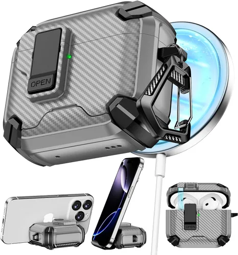 Miniatura 48 de Pohgelan - Funda compatible con AirPods Pro 2ª/1ª (azul) Cerradura magnética automática con kit de limpieza, compatible con Magsafe