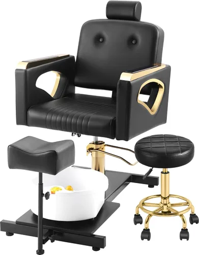 Silla de pedicura sin fontanería para tecnología de uñas, con reposapiés ajustable y cuenco de baño de masaje, taburete de pedicura rodante, unidad