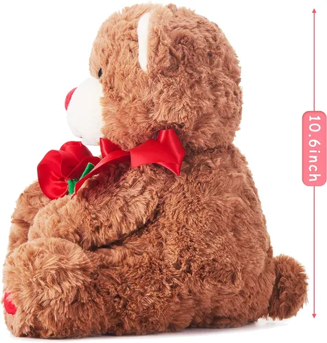 Miniatura 4 de IKASA Juguete de peluche de oso con lazo para San Valentín, lindo juguete pequeño de peluche suave de 10.6 pulgadas, regalos para novia (oso)