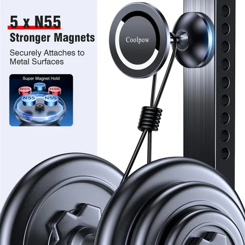 Miniatura 6 de Soporte magnético de teléfono para gimnasio MagSafe, todo de metal: soporte magnético doble para teléfono para accesorios de gimnasio, se fija a una