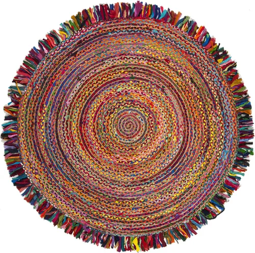 Miniatura 3 de SAFAVIEH Cape Cod Collection - Alfombra redonda de 7 pies, color marfil y rojo, hecha a mano con flecos de yute y algodón, ideal para zonas de alto