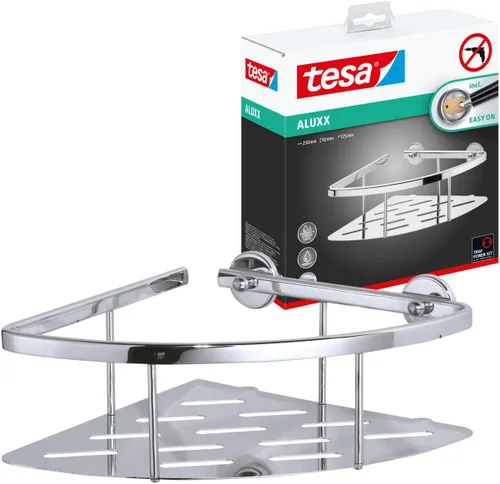 Miniatura 18 de tesa® Aluxx - Cesta de ducha pequeña, aluminio cromado brillante, autoadhesiva, tecnología de montaje adhesiva, 1.969 in x 8.661 in x 4.016 in