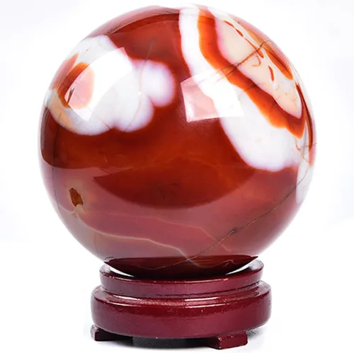 Miniatura 19 de JIC Gem Esfera grande de cristal Chevron de amatista con cristales curativos de curación con soporte de madera para meditación y decoración