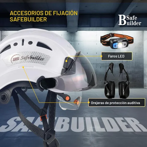 Miniatura 3 de SAFEBUILDER Casco de seguridad industrial con visera Casco duro ABS con visera Ventilación ajustable Casco de construcción Protección para la cabeza