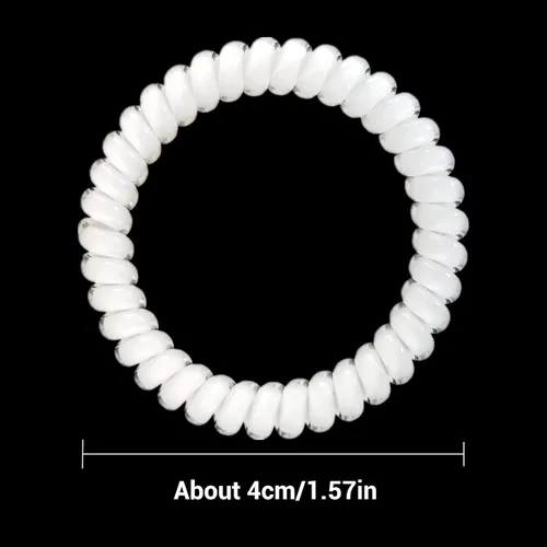 Miniatura 3 de 15 lazos para el cabello en espiral, sin pliegues, cable de teléfono, bobinas de plástico para el cabello en blanco