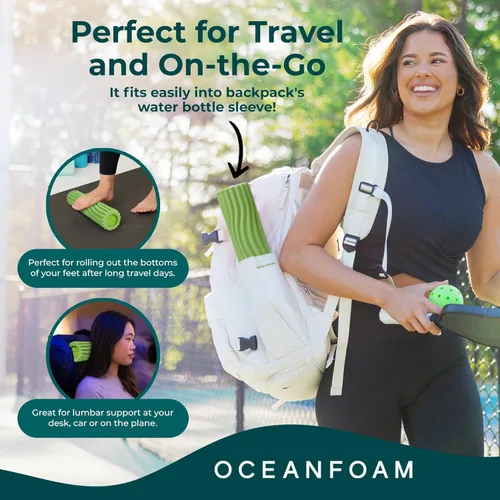 Miniatura 5 de Oceanfoam Ripple - Rodillo de espuma de viaje (11 x 3.35 pulgadas), mini rodillo de espuma firme para terapia física, masaje de tejido profundo