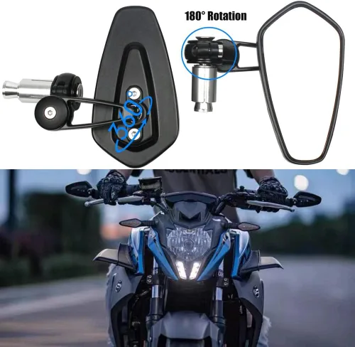 Miniatura 3 de Universal 7/8 "0.866 in Manillar Extremo Lateral Espejos Retrovisores para Carreras Deportivas Bicicleta Scooter Honda Yamaha