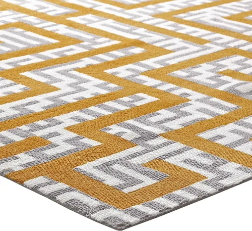 Miniatura 3 de Modway Nahia - Alfombra geométrica de laberinto de 5 x 8 pies, color marfil, gris claro y amarillo plátano