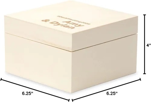 Miniatura 6 de WEDDINGSTAR Caja de regalo de recuerdo de madera grabada personalizada con tapa extraíble - fuente de bloque