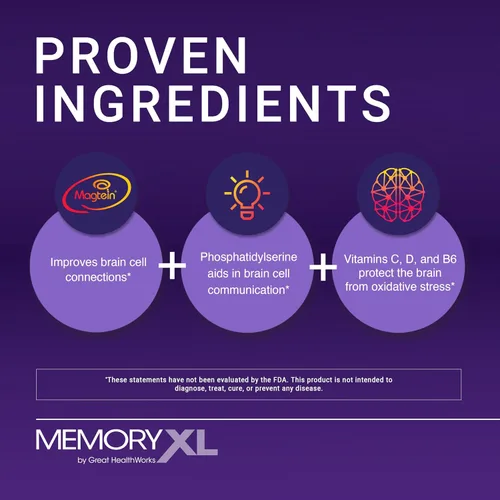 Miniatura 2 de MemoryXL, Treonato de Magnesio L: Suplemento cerebral para la memoria y la concentración; Magtein®, Fosfatidilcolina, Mezcla de vitaminas. Mejora
