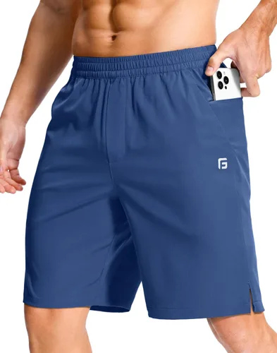 Miniatura 89 de GGJ Pantalones cortos deportivos ligeros para hombre con 2 bolsillos con cremallera de 7/5/9 pulgadas, pantalones cortos de tenis de secado rápido
